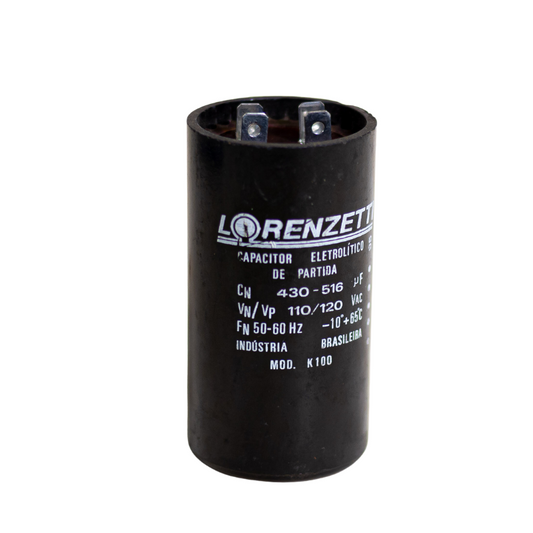 Capacitor Eletrolítico para partida de motores 430/516uf 220vca | Lorenzetti